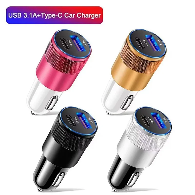 

3.1A USB Car Charger Type C Fast Charging Phone Adapter For iPhone Xiaomi PD Phone Charger Car Adapter Socket Cigarette Lighter