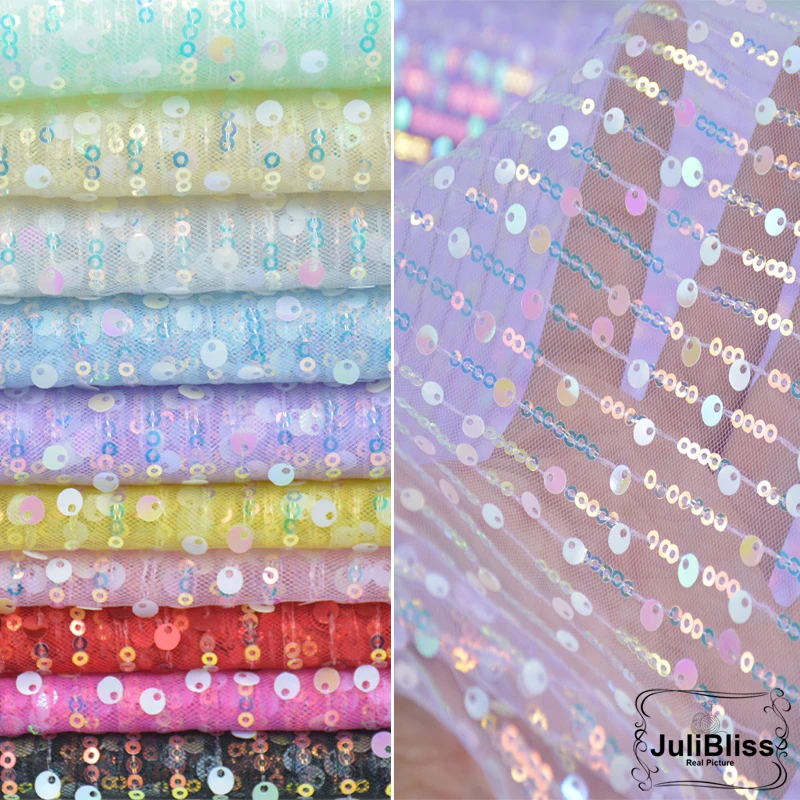 

Sheer Colorful Sequined Tulle Lace Fabric for Dress Skirt Headpiece, Dreamy Sparkling Material for Prom Dresses, Party Backdrops