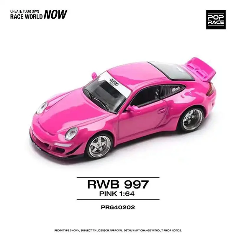 PreSale POP RACE 1:64 RWB 997 Pink Diecast Diorama Car Model Toy