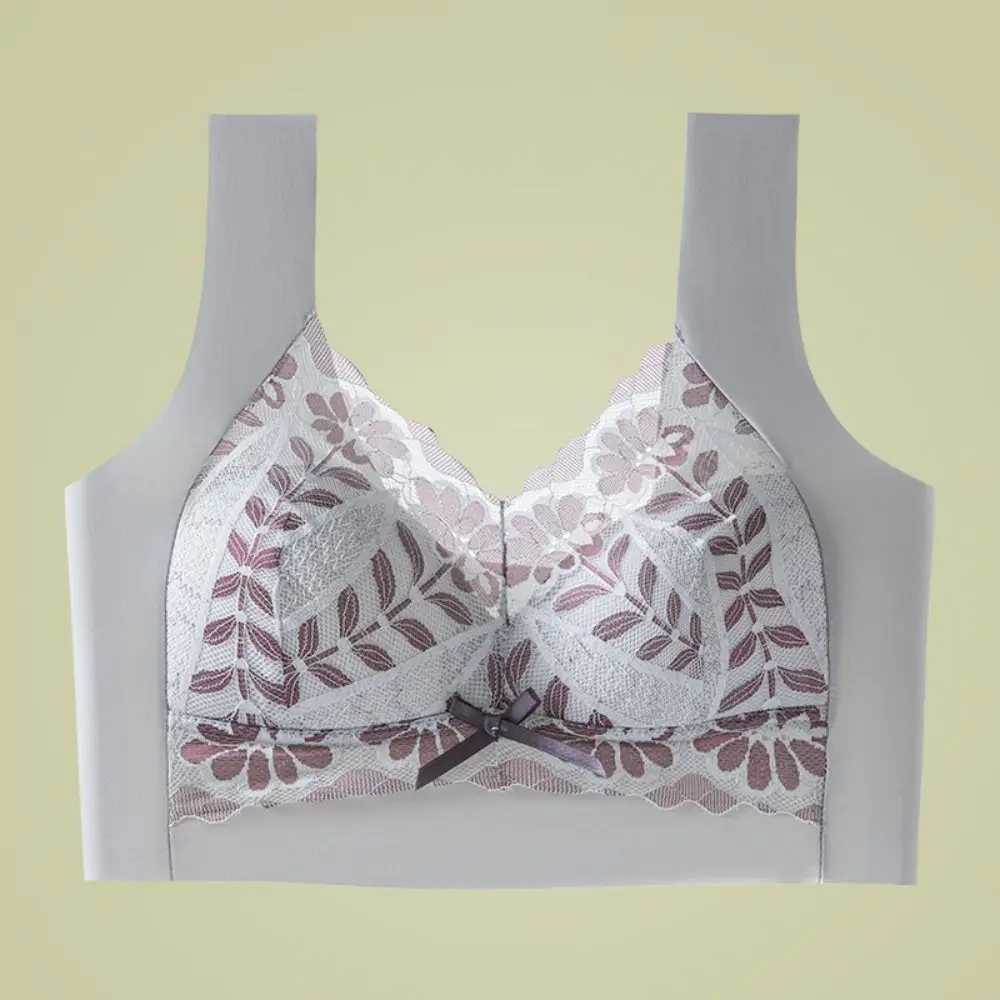 Oddychające biustonosze z koronką w kształcie liści, głęboki dekolt V, duże miseczki, odporne na wstrząsy, bezszwowe, push-up, bielizna, zbierające biust, bezprzewodowe biustonosze dla dziewcząt.