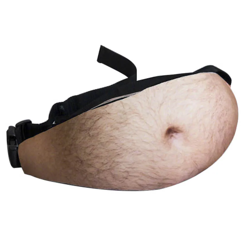 Funny Pop Dad Bod Money Belt Bag Womwn Travel Shoulder Bags Flesh Color Creative Fanny Pack Beer Fat Belly Bum Pouch Waist Bag