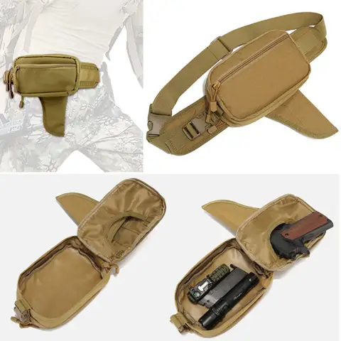Tactical Hidden Hand Gun Holster Waist Bag for Glock 17 19 23 9mm 1911 Pistols, EDC Portable Utility Belt Pouch for CS, Hunting
