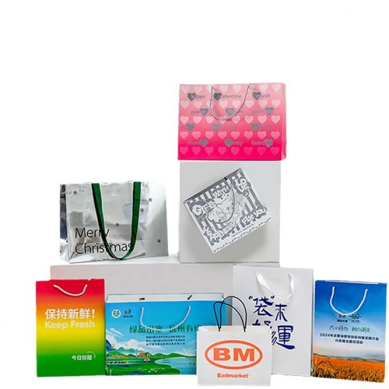 Customized. Customized Kraft Paper Bag Large Red Beauty Cosmetic Bag Exquisite Ins Portable Bag High-Grade