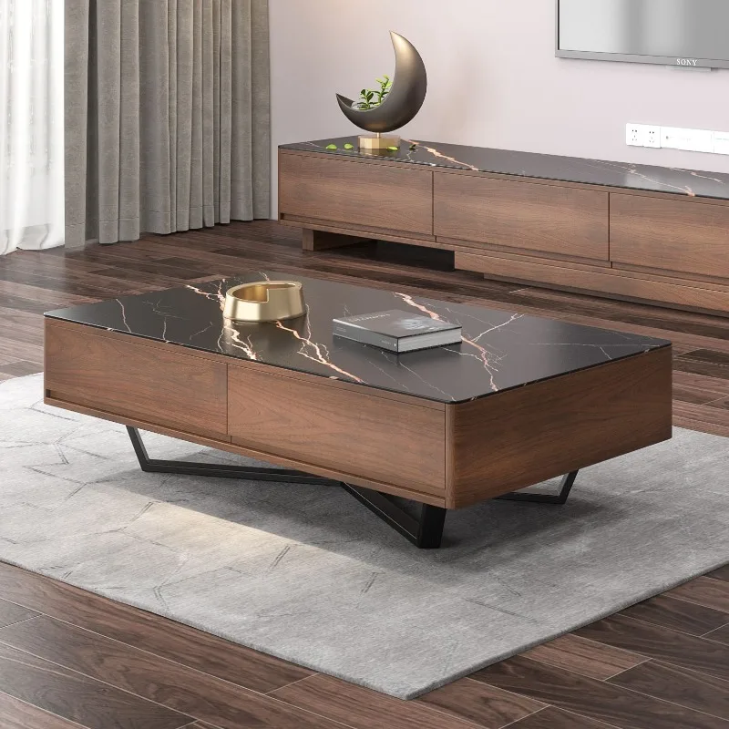 living room furniture Modern fashion and simple Nordic rock slab coffee table TV cabinet Combined storage coffee table table