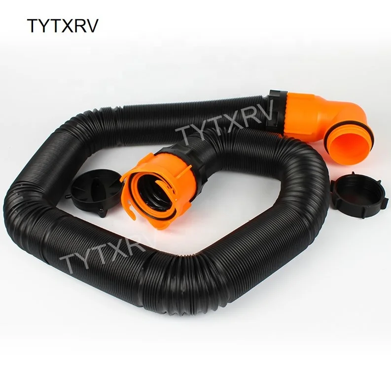 

HEYRV 15FT RV Telescopic Sewage Pipe 90° Rotary Elbow Joint for Caravan Camping Trailer Sewer Dredging Accessories