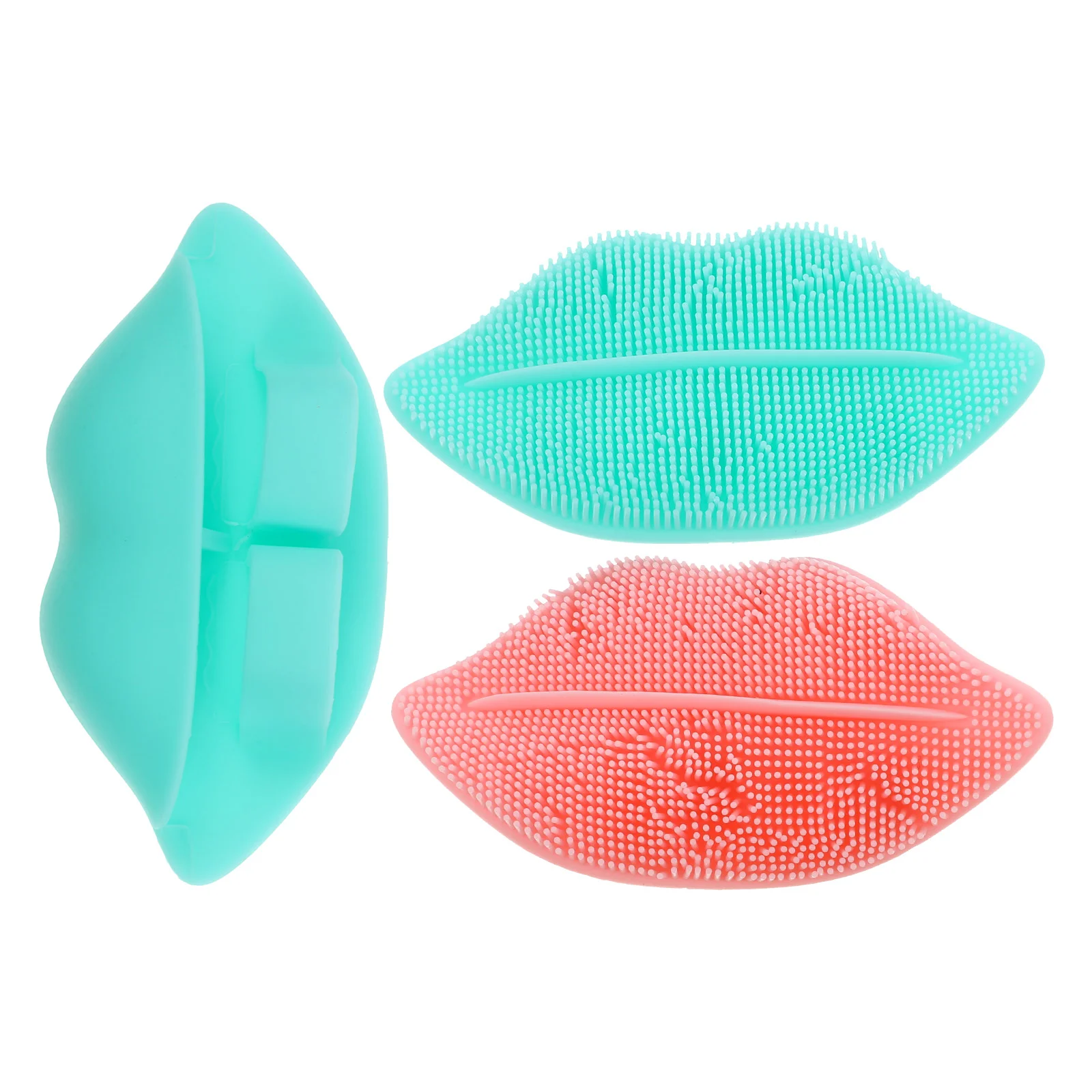 3 Pcs Silicone Lip Brush Face Cleaner Scrubber Exfoliator Tool Skin Care Facial Cleaning Soft Baby Bath Hair Wash Travel