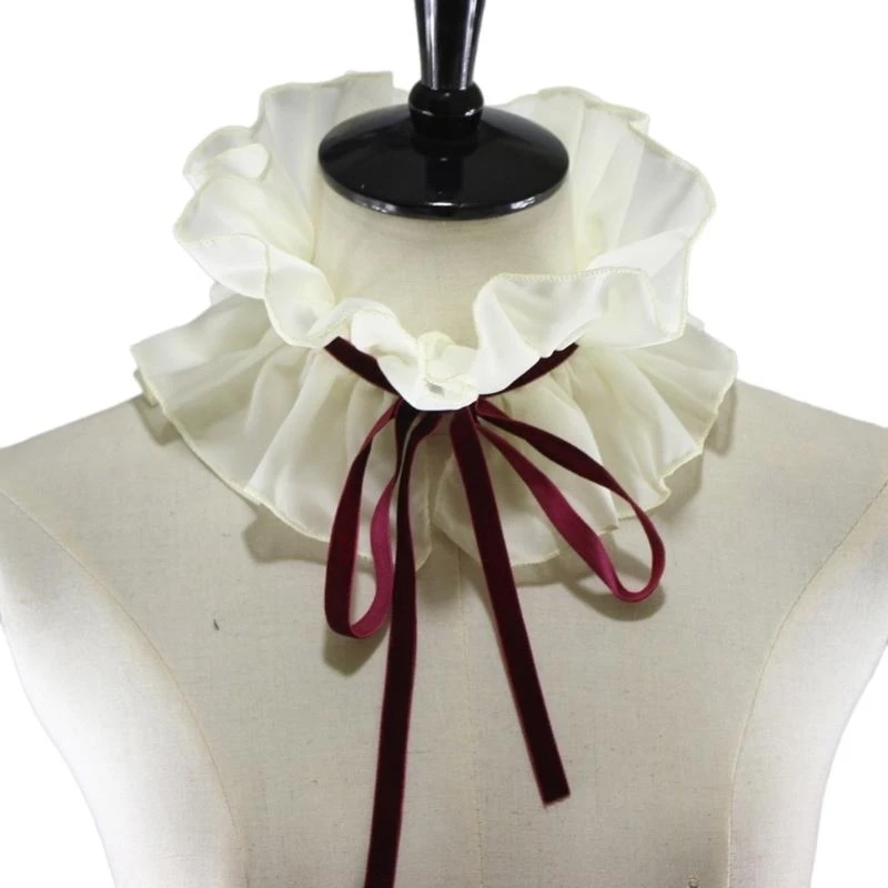 Женский элизаветинский шифоновый костюм в стиле Ренессанс с рюшами и искусственным воротником, винтажный костюм на шнуровке со съемным колье-шалью