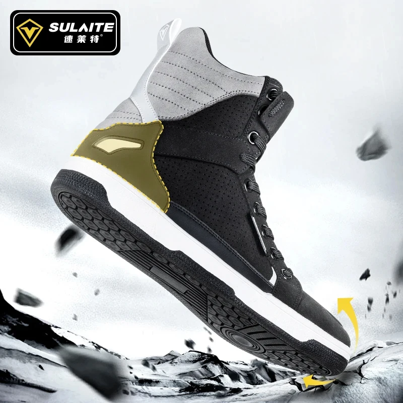 Daily City Scooter Commute Men Breathable Anti-Fall Motorcycle Boots Gear Shift Protective Casual Road Track Racing Rider Shoes