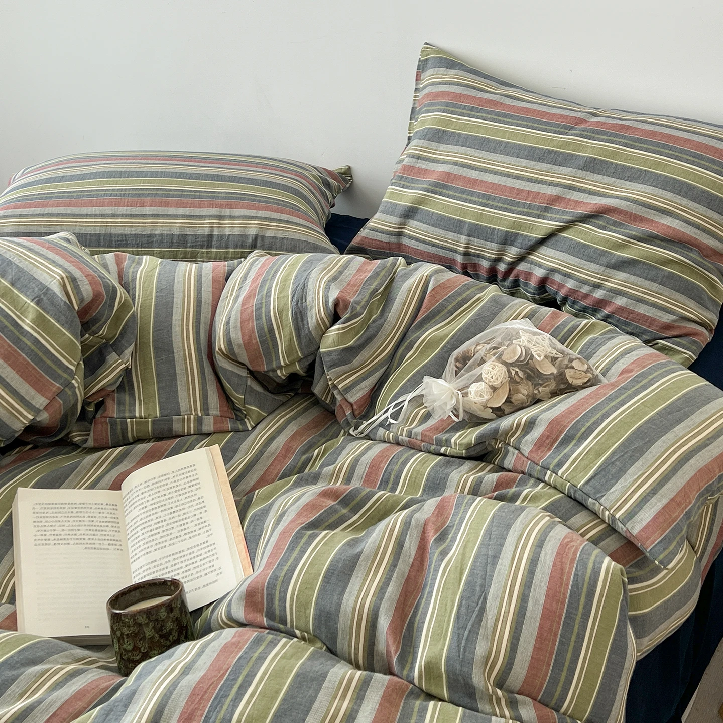 Niedliche Bettwäsche im koreanischen Stil für Mädchen Bettwäsche neue haut freundliche frische Flora gedruckt gewaschene Baumwolle Bett bezug Set – Detail 4