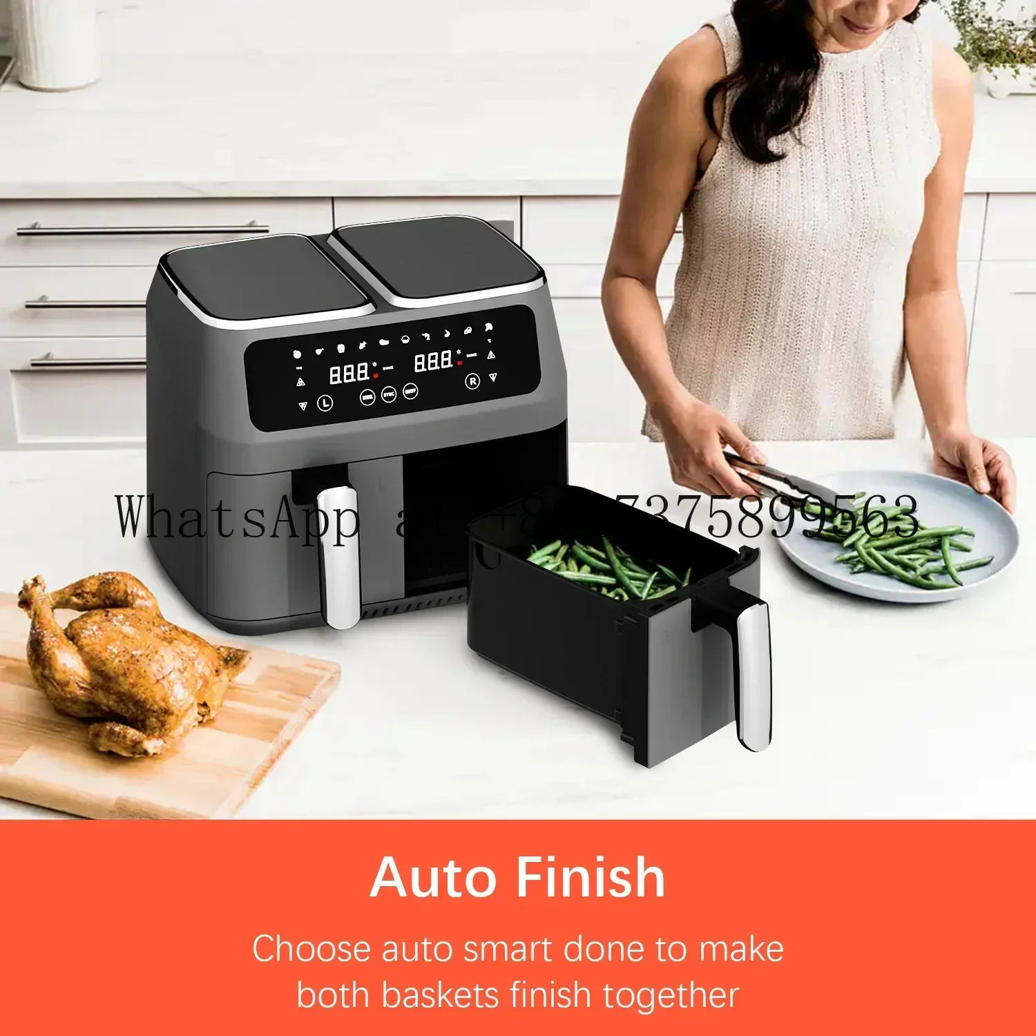 Smart Air Fryer with 2 Baskets Touch Screen Customized Double Air Fryer Cross-border  OEM 7L