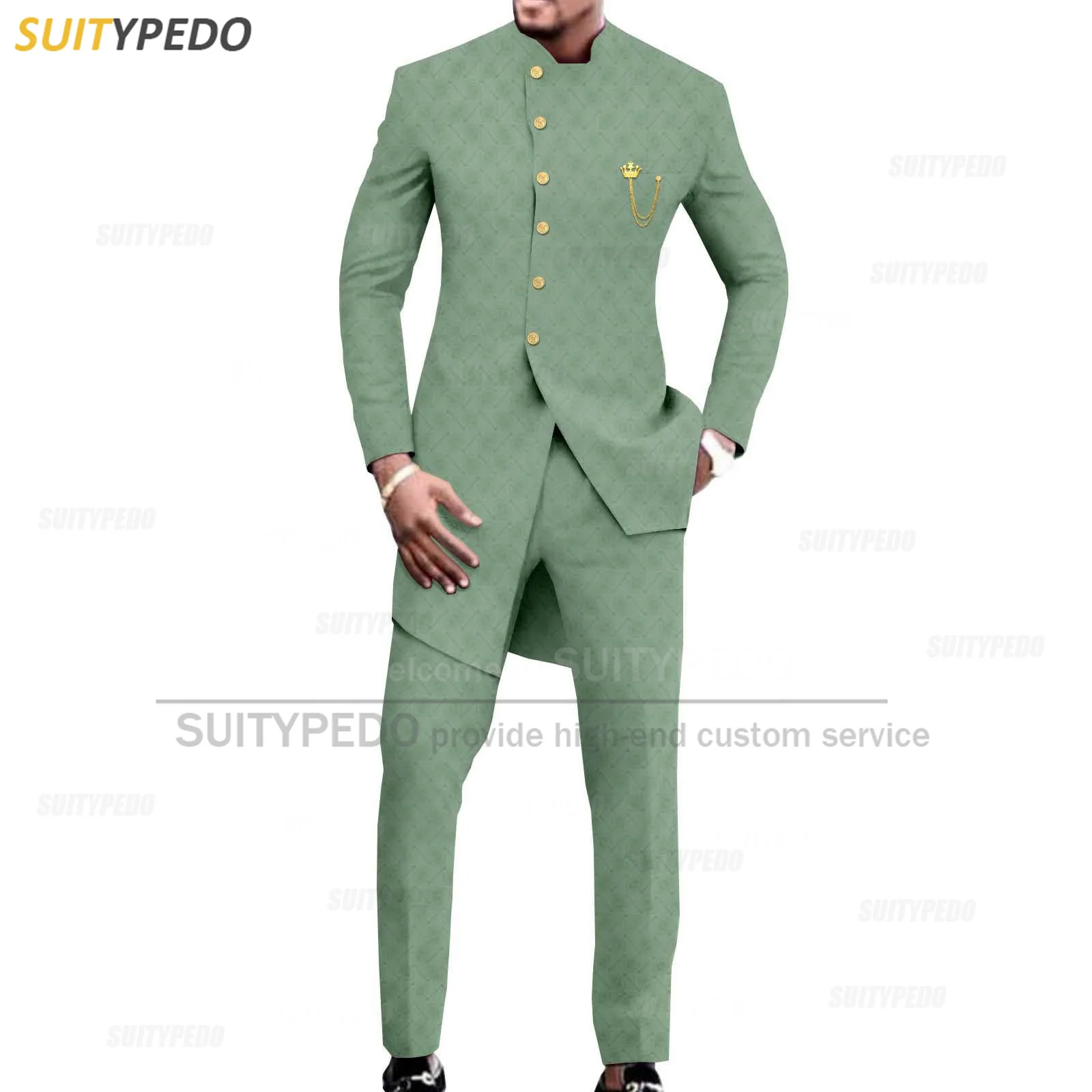 Classic Grey Men Suit Sets Wedding Gala Fashion Outfits Blazer Pants 2 Pieces African Party Activities Custom Formal Costumes