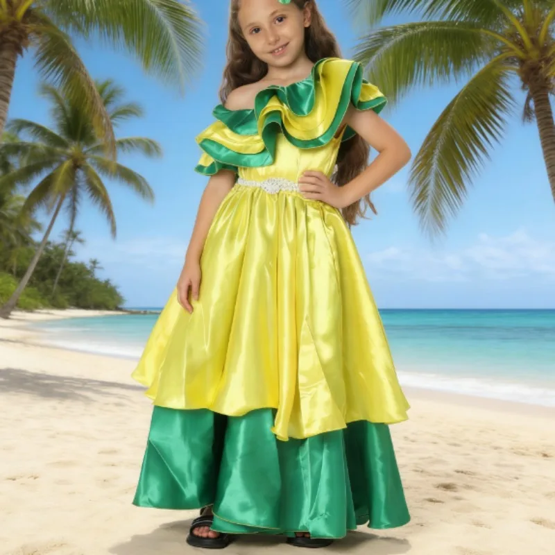

Kids Brazilian Multicolor Dress Cosplay Costume Halloween Carnival Party Stage Performance Outfit