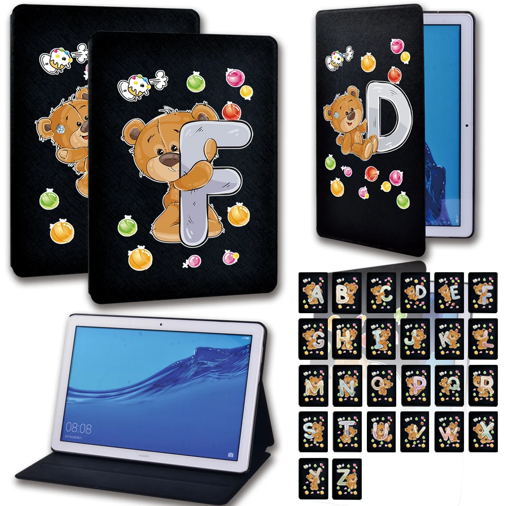 

Tablet Case for Huawei MediaPad M5 Lite 8/T5 10 10.1"/T3 10 9.6"/T3 8.0 Letter Pattern Flip Leather Stand Cover Case + Stlyus