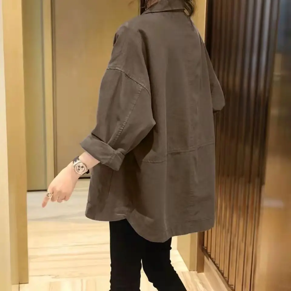 Oversize Long Sleeve Suit Coats Fashion Casual Loose Women Elegant Blazer Pockets Notched Collar 3 Color Suit Jackets