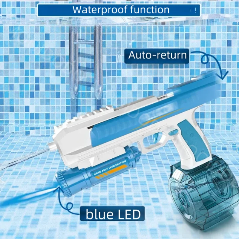 Pistolet à eau extraterrestre électrique avec laser LED pour enfants, odorà eau de grande capacité, odorde tir Bl84, piscine d'été, jouets d'extérieur