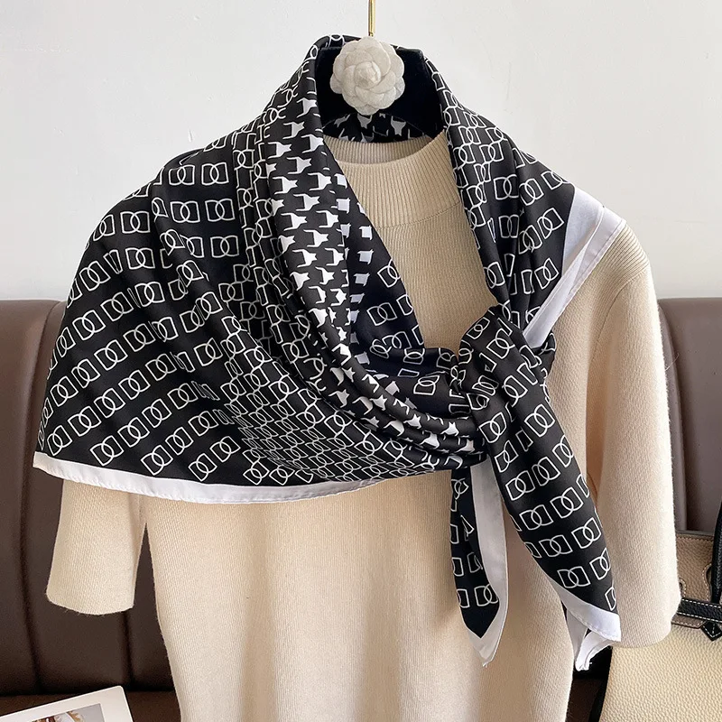 

Design Luxury 90cm Twill Silk Women Scarf Sunscreen Foulard Shawl Hijab Female Hair Hijab Wraps Neckerchief Bandanda Echarpe