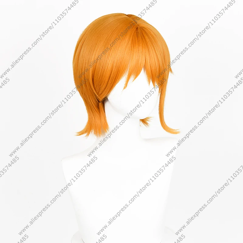 Anime Nami Cosplay Wigs 30cm Orange Short Hair Heat Resistant Synthetic Wig