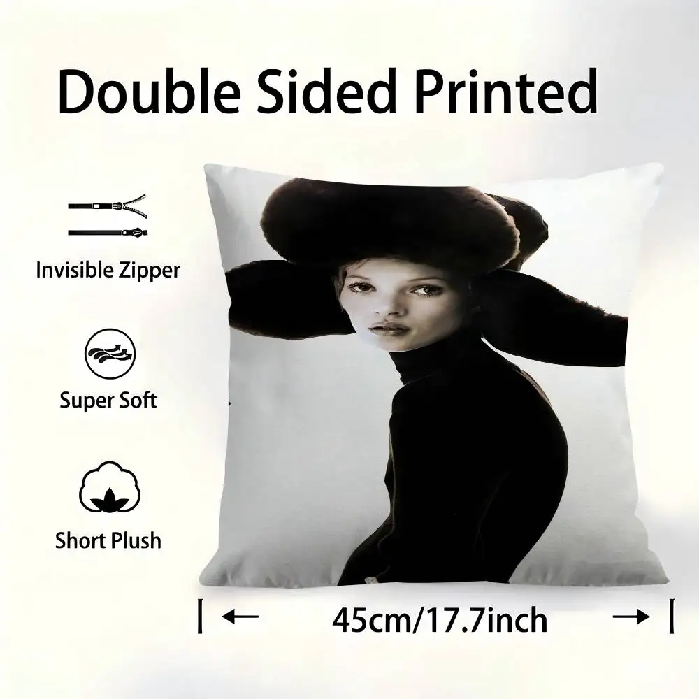 

Model K-Kate M-Moss Personalized Picture Text Home Decorative Pillows Household Gifts 45x45cm