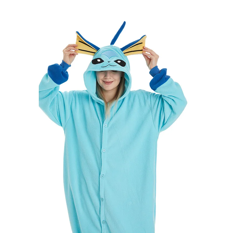 TAKARA TOMY Vaporeon Kigurumi Onesie Pijama Eevee Cosplay Costume Pajamas Halloween Christmas Anime Adult Warm Homewear Outfit