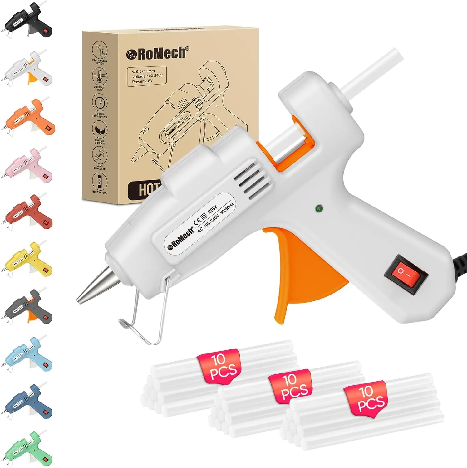 20W Mini Hot Glue Gun Kit with 30 Glue Sticks, Fast Preheating 2-3 Min, Heavy Duty Glue Gun for Craft, DIY, Repairs, Precise Nozzle, Ergonomic Handle