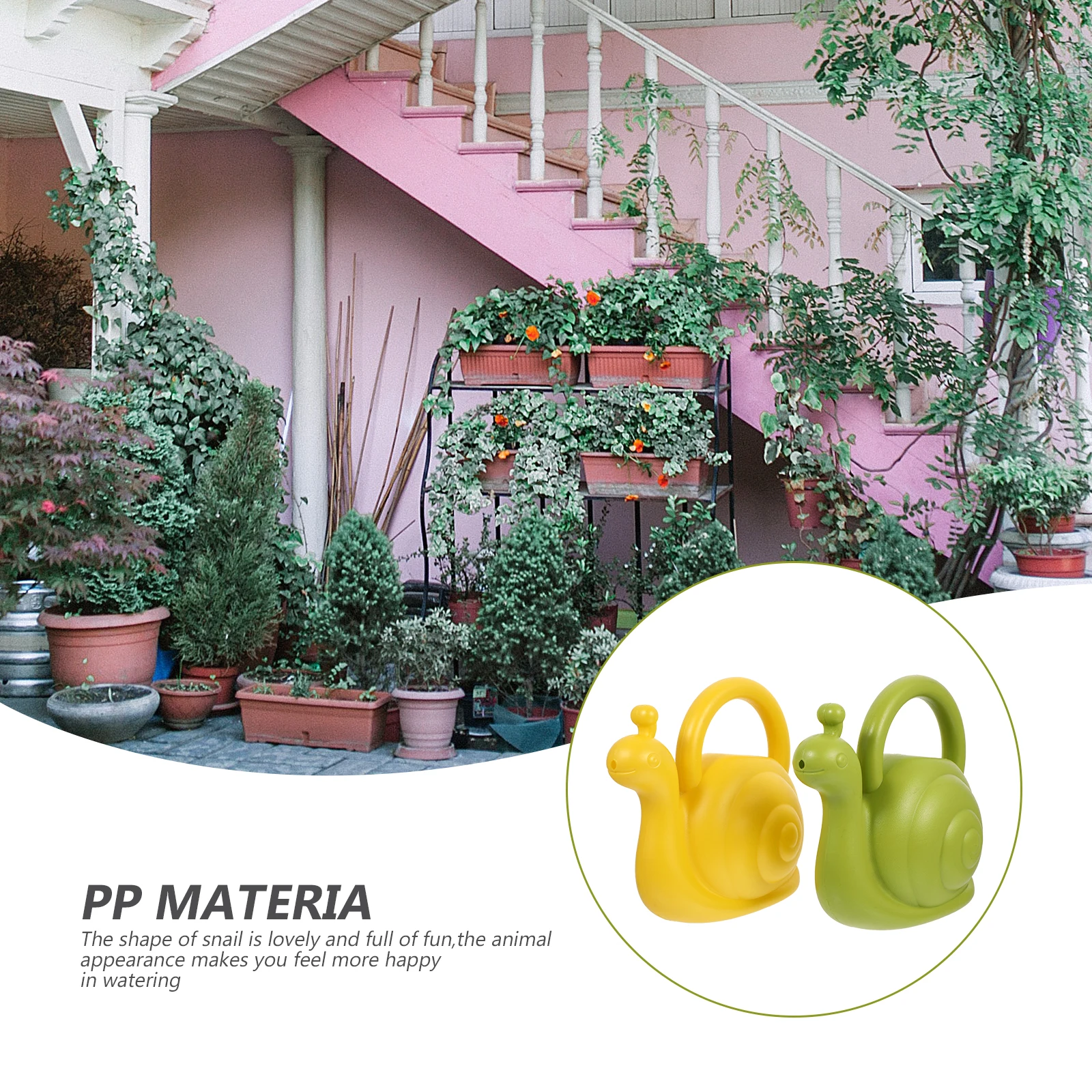 

2Pcs Watering Can Garden Tool Cartoon Green Flower Plastic Child Snail Shape PP Material Durable Easy Drainage Indoors Outdoors