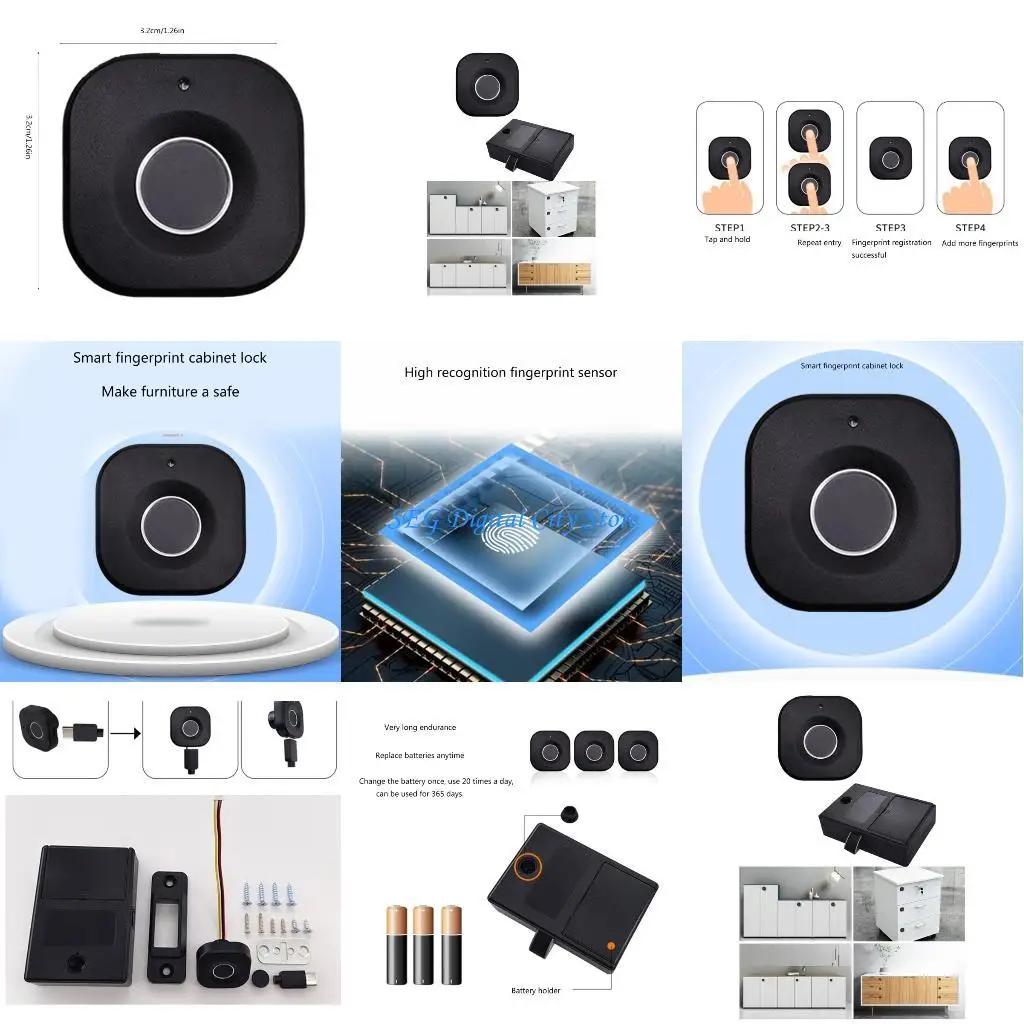 

U75B Drawer Cabinet Lock Intelligent Electronic Biometric Fingerprints Lock Home Furniture Finger Print Lock
