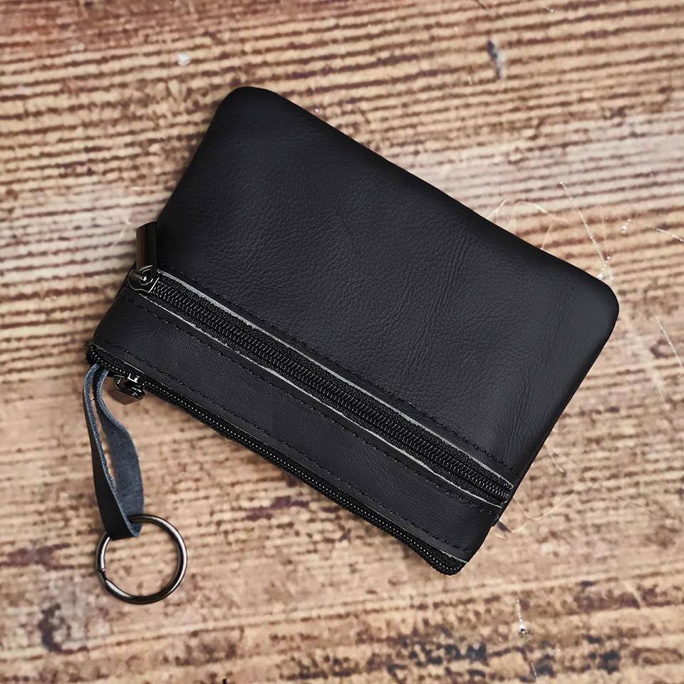 Echtes Leder Mini Geldbörse Kleine Geldbörse Männer Frauen Braun Vintage Casual Kreditkarte Kleine Tasche Reißverschluss Tasche Schlüsseltasche NUPUGOO – Detail 17