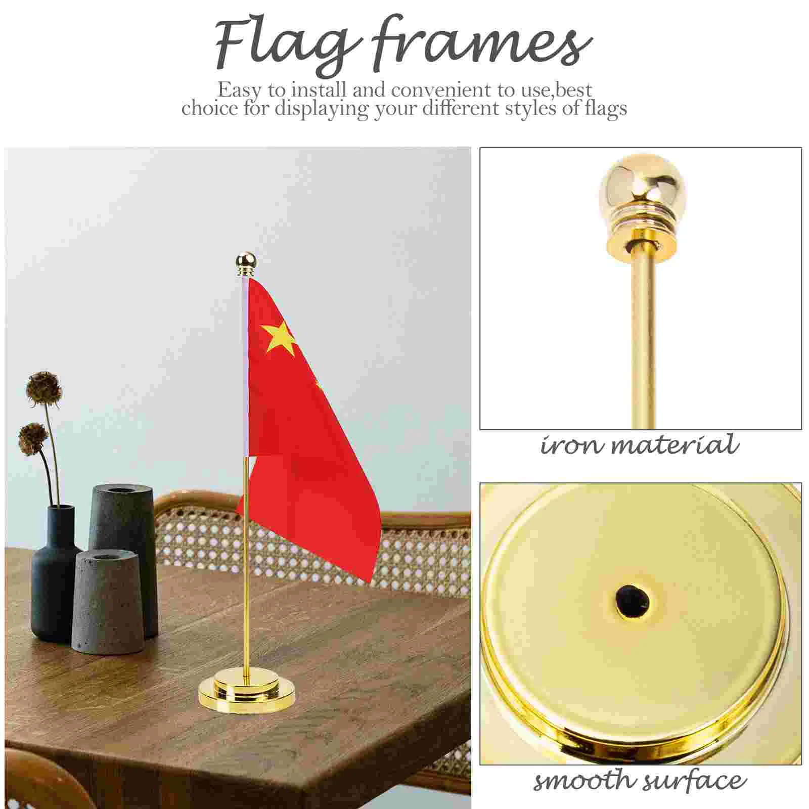 Portable Flag Pole Flagpole Gold Decor Nail-free Multipurpose Iron Bracket for Car