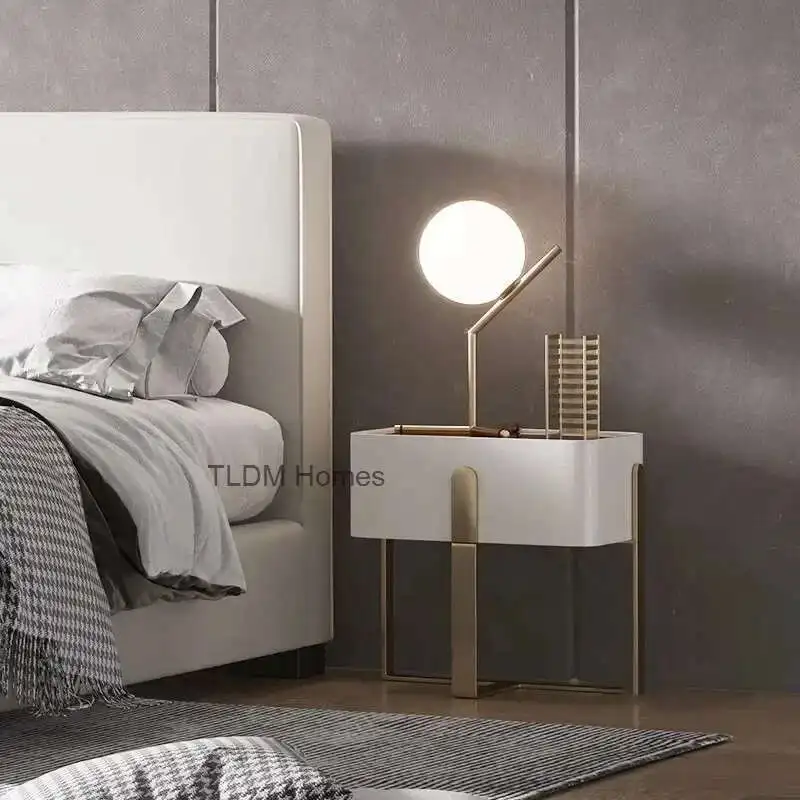 

Luxury Bedroom Bedside Table Modern Nightstand Minimalist Solid Wood Bedside Cabinet Italian Storage Cabinets Home Locker q