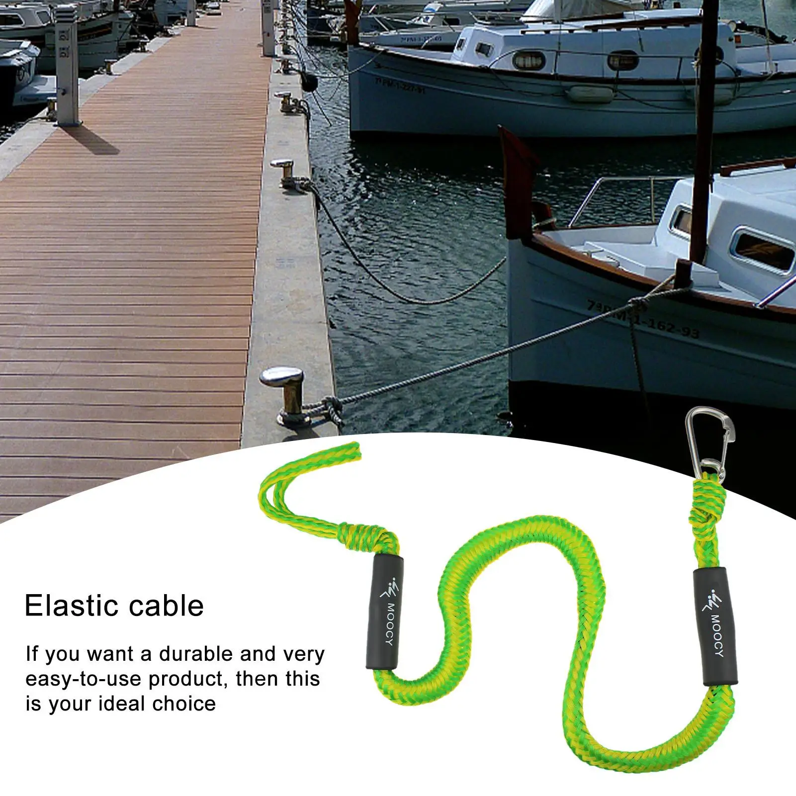 Elastische Bungee-Festmacherleinen mit Edelstahlclip, schwimmfähige Ankerleinen für PWC, Jetski, Kajak