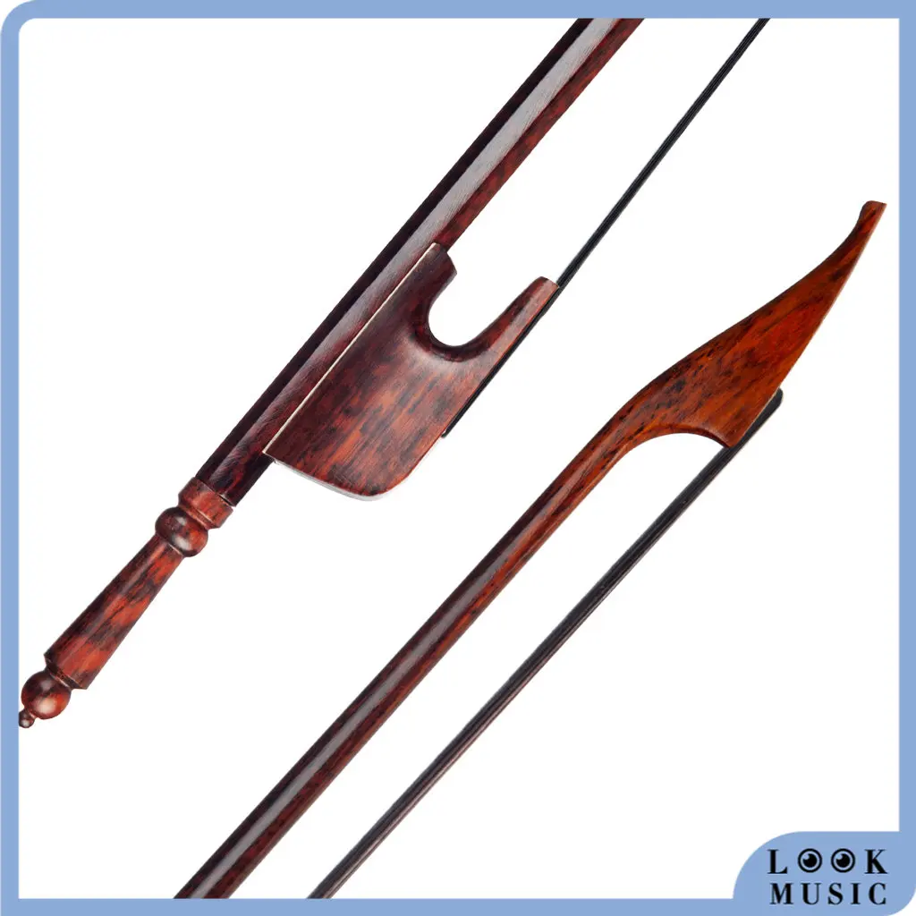 LOOK Professional Snakewood Violin Bow 4/4 Straight Bow Black Horsehair Long Screw Design Well Balance Baroque Style