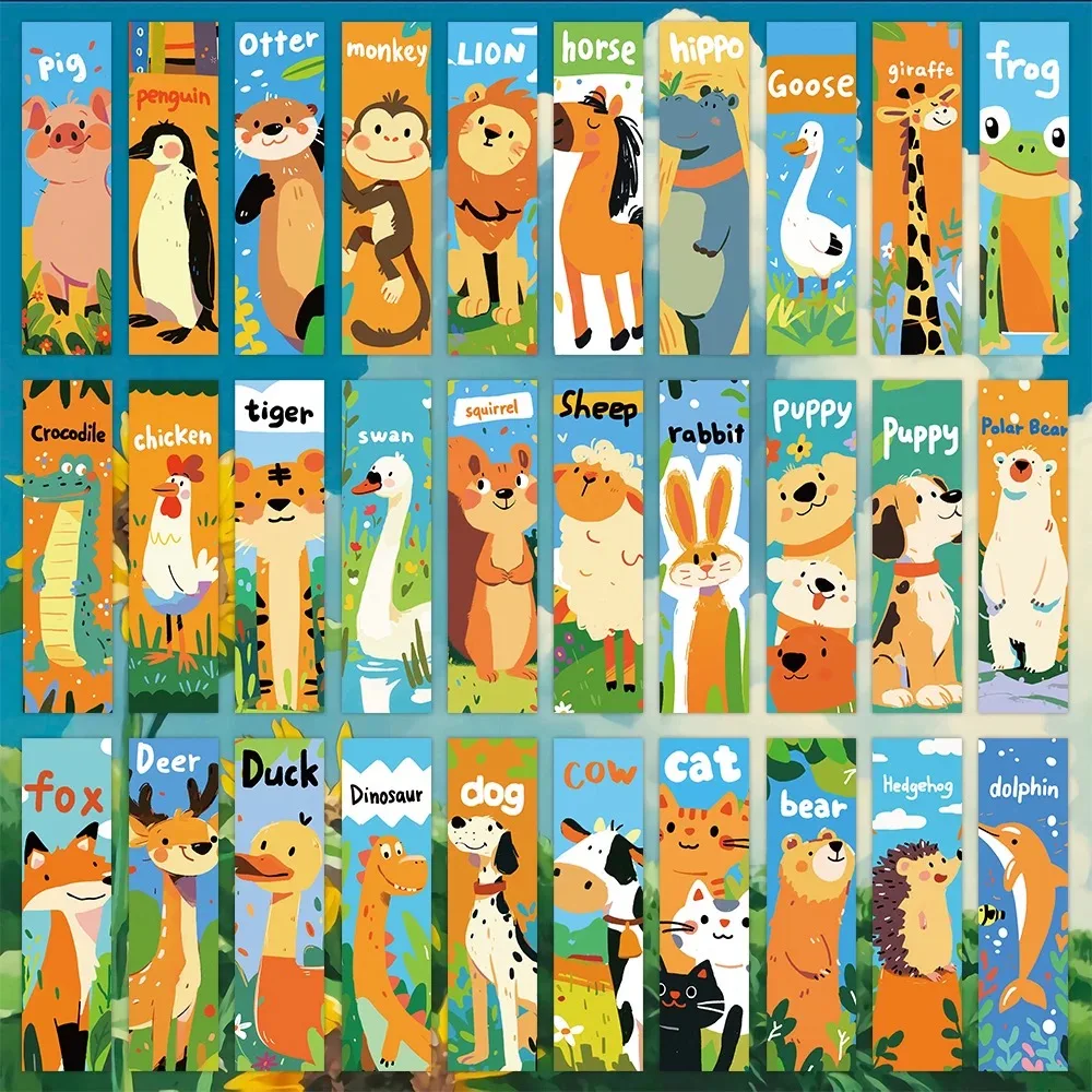 30-pecas-dos-desenhos-animados-animais-ingles-marcadores-aprendizagem-criativa-etiquetas-de-leitura-marcadores-de-livro-presente-cultural-recompensa-suprimentos