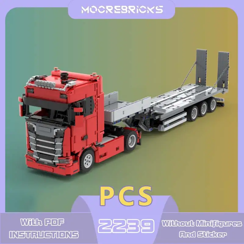 MOC Truck Head & Low Loader Building Blocks Set City Engineering Vehicles Model Advanced Bricks Toy Children's Christmas Gift