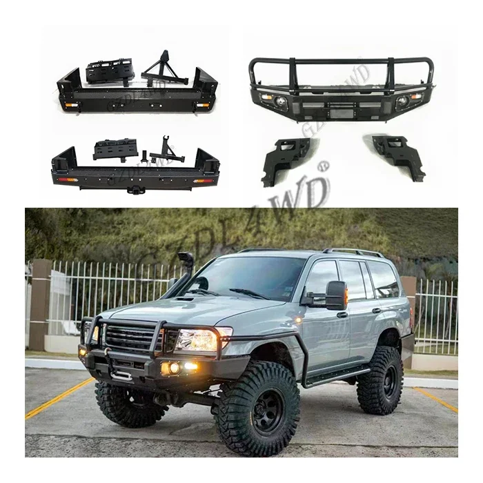 Upgrade parts 100 Series Bull Bar Front Rear Steel Winch Bumper For Land Cruiser 100 LC100 LC4700