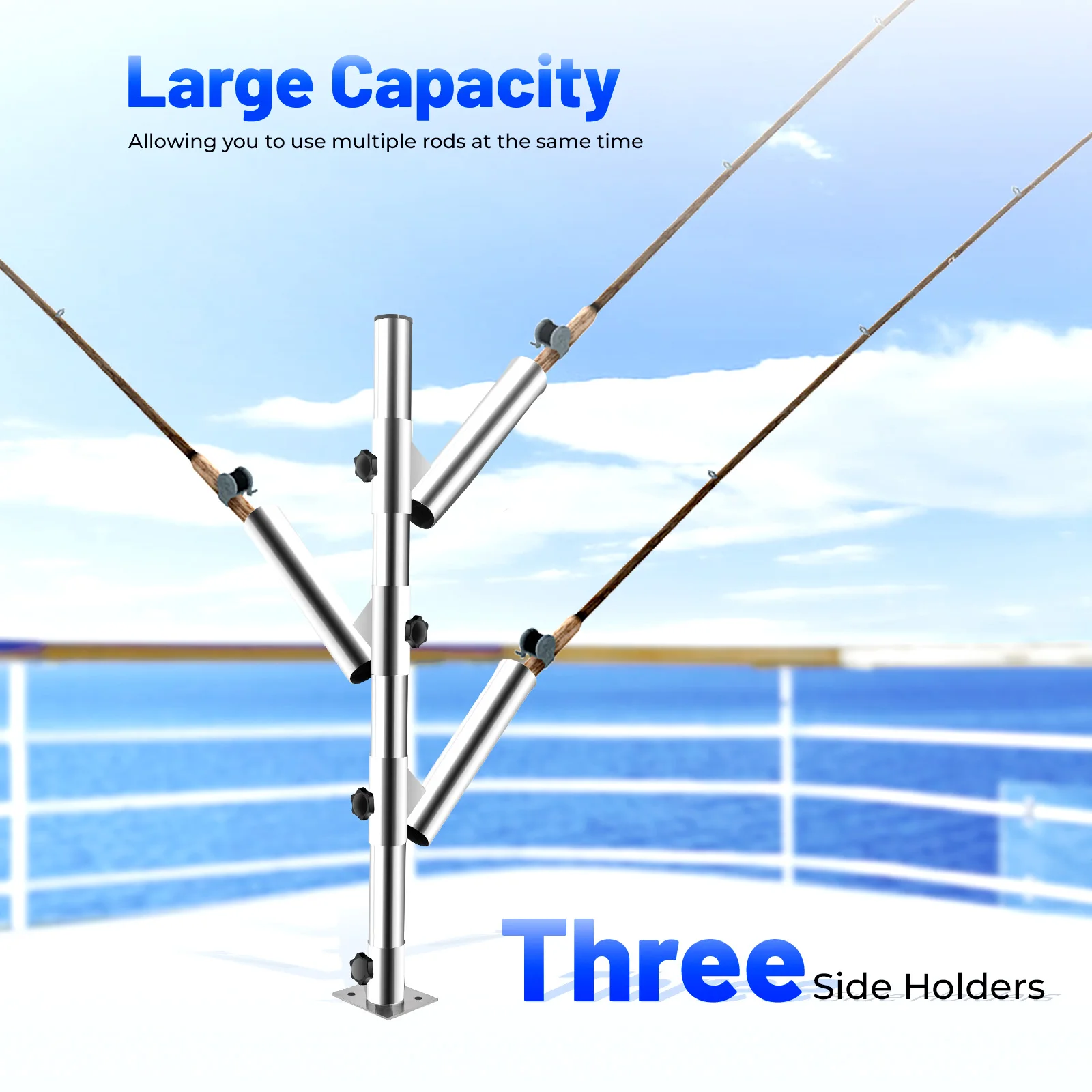 3 Rod Holder Stainless Steel Adjustable Fishing Boat Tree Type Rod Holder Rocket Launcher