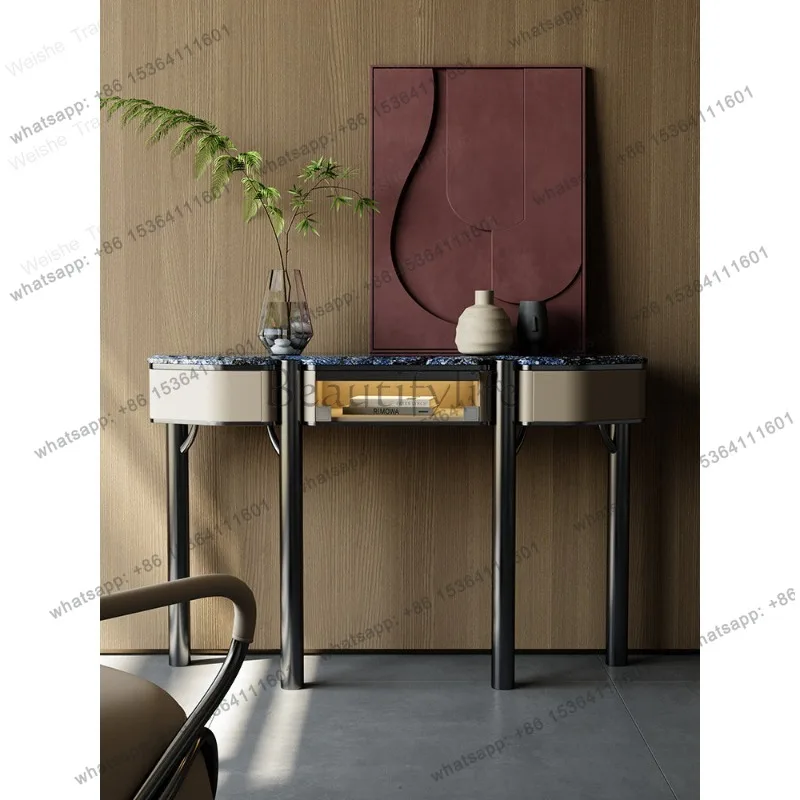 LJY Natural luxury stone entrance table, living room entrance  platform, aisle, high-end entrance cabinet