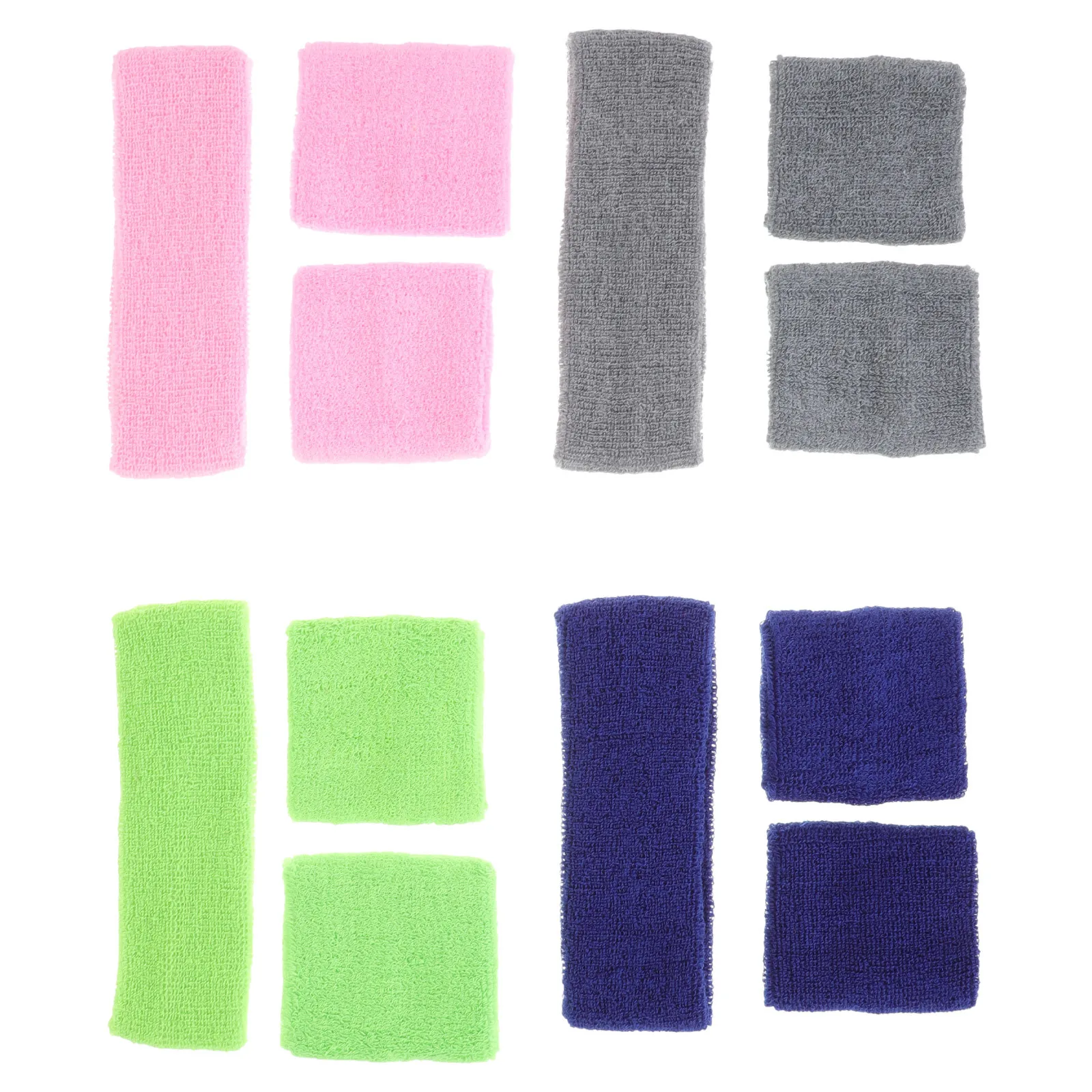 

4Sets Anti Sweat Band Set for Headband Sports Elastic Wristbands High Absorption Comfortable Fit for Basketball