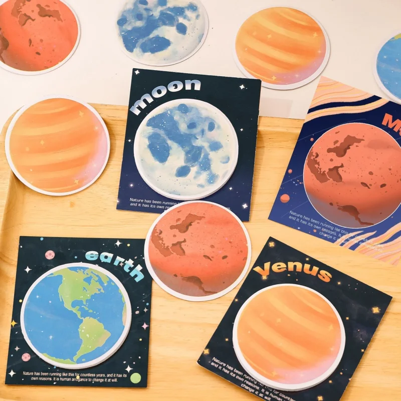 30Pcs Planet Sticker Message Note Sticker Office Stationery Stickers Student Memo Sticker Decorative Sticky Notes