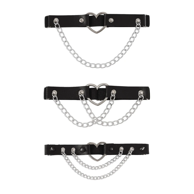 Vrouwen Punk PU Lederen Riem met Klein Hart Decor Dames Gothic Rock Beenketting Dropship