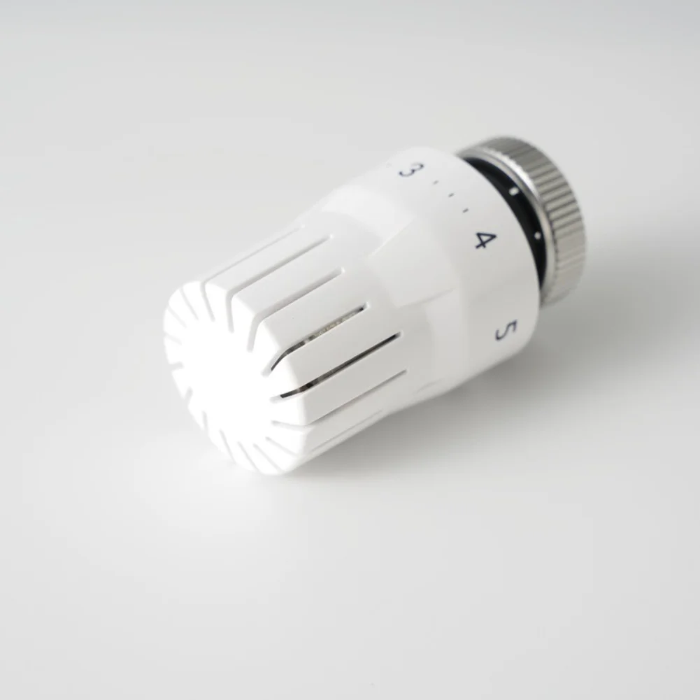 Radiator Valve Thermostatic Head with M30x1.5 Thread Offering Five Adjustable Temperature Settings and Anti-Freeze Functionality