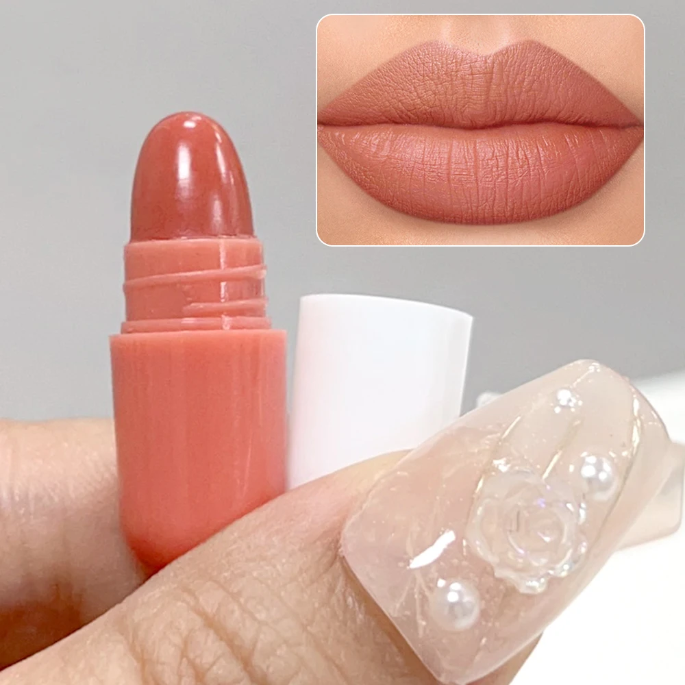 Mini lápiz labial de cápsula duradera, resistente al agua, taza antiadherente, brillo de labios sólido, Nude, rojo, marrón, maquillaje coreano, cosméticos, 18 piezas por juego