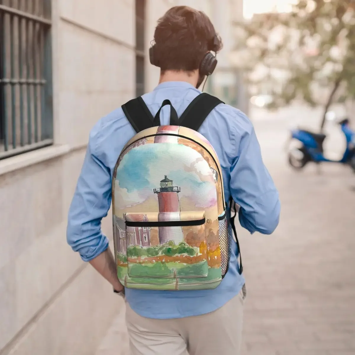 Lighthouse Garden Design Student Backpack School Bag Hiking Travel Daypack for Men Women Bookbag Shoulder Bags