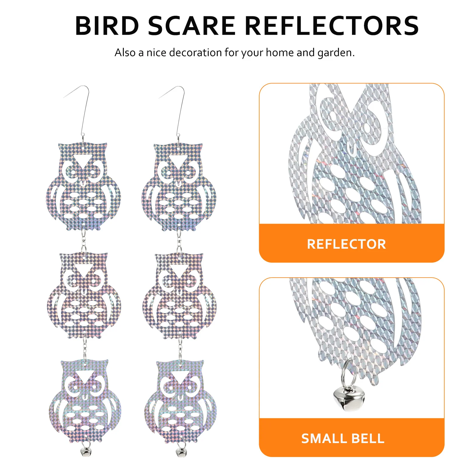 

2 set Owl Bird Repeller Sheets Reflective Wind Spinner Garden Decor Outdoor Pest Deterrent For Trees Balcony Farm Supplies