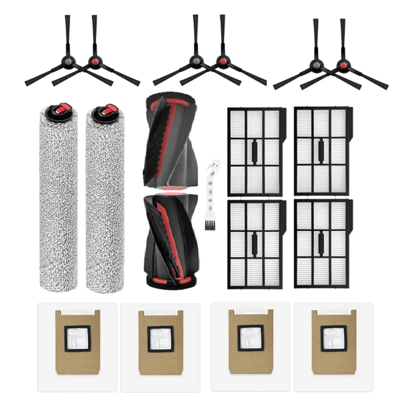 

B59B-основная щетка, роликовая швабра, боковые щетки, HEPA-фильтры, сменный комплект мешка для пыли (18 шт.) для роботов-пылесосов Eufy E25 Omni/E28 Omni