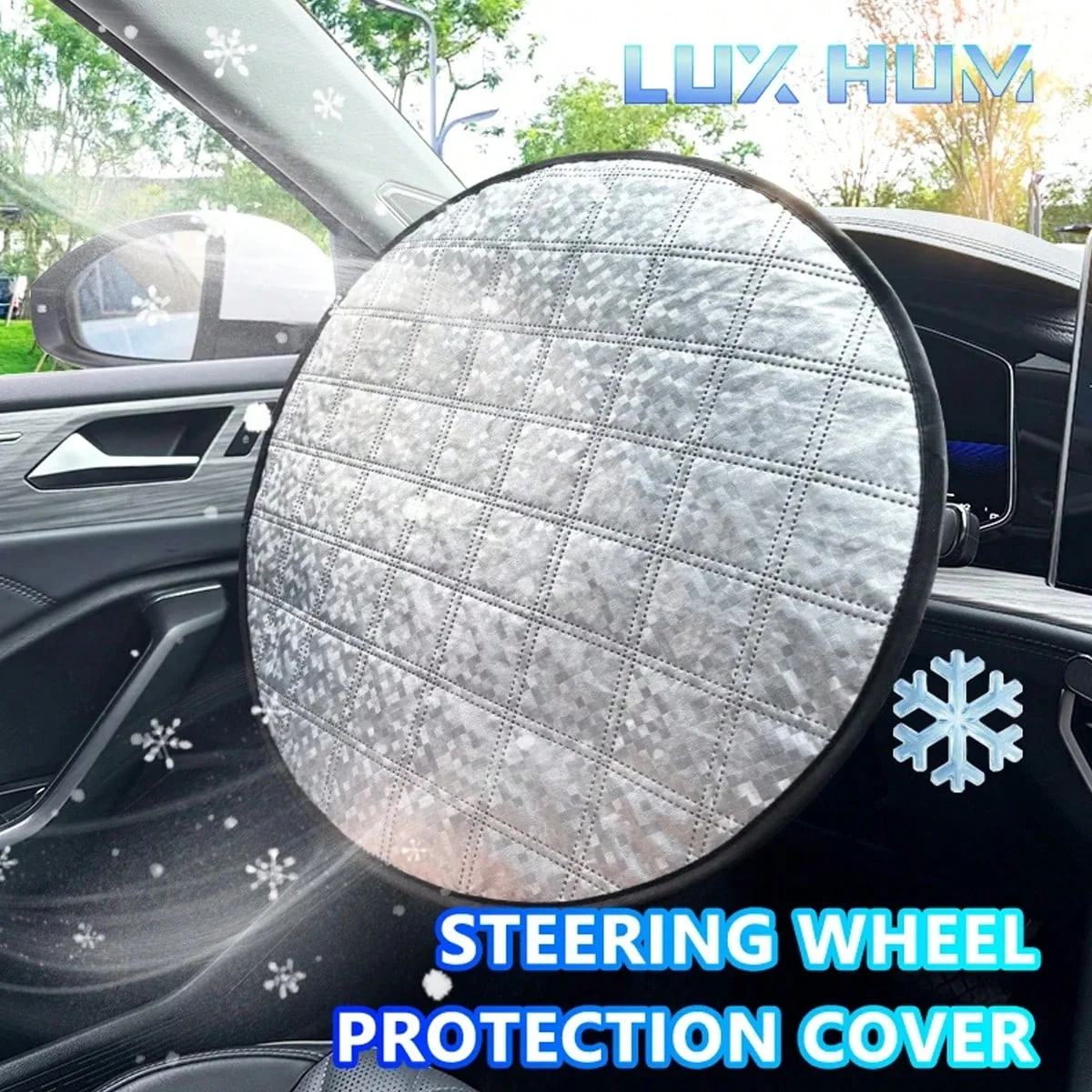 Summer Car Steering Wheel Cover Sun Shade Heat Insulation Cooling Reflective Protector Foldable Universal Anti-UV for Most Cars