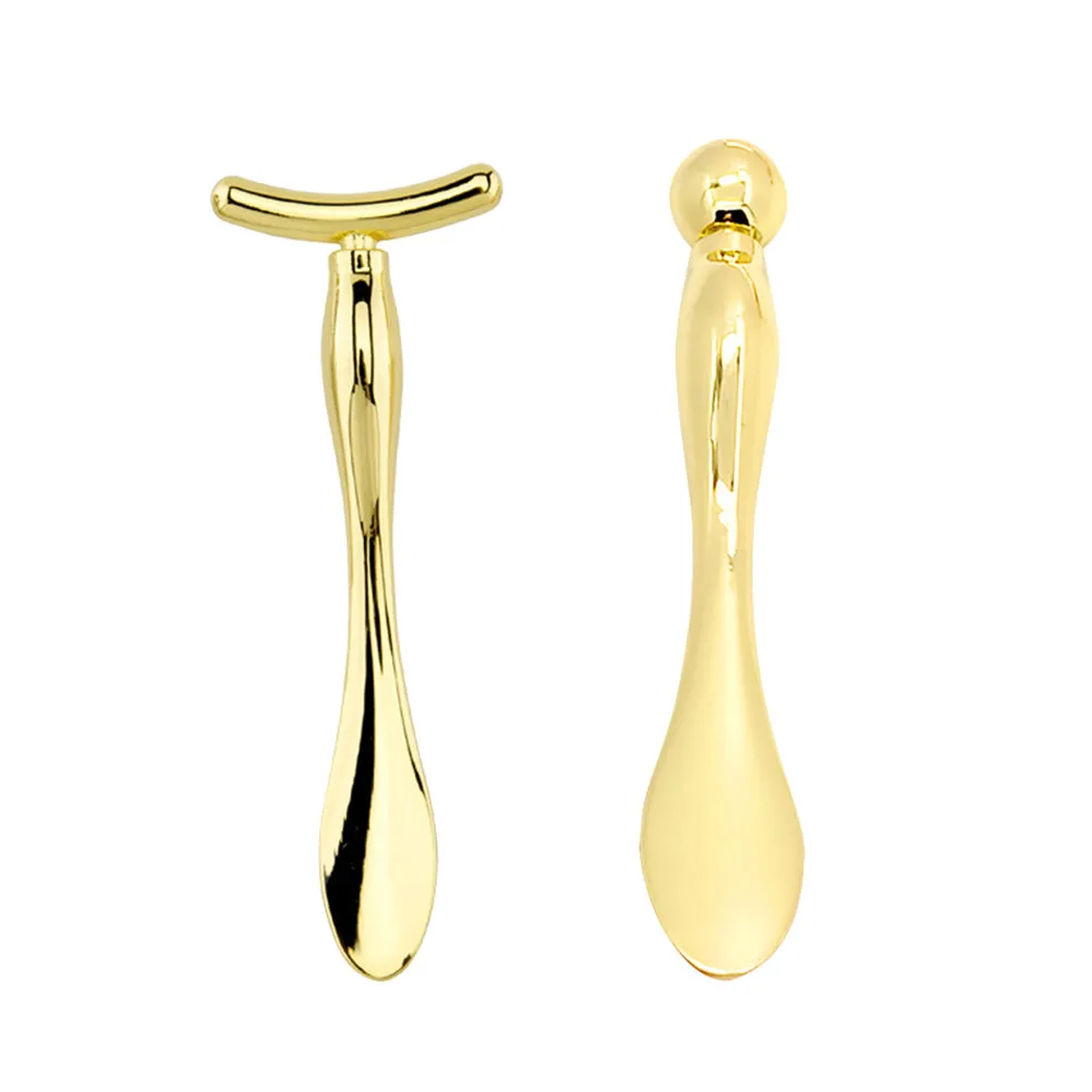 2Pcs Zinc Alloy Eye Massage Stick with Spoon End for Cream Scoop Facial Beauty Tool Eye Fatigue Relief Microcirculation Booster