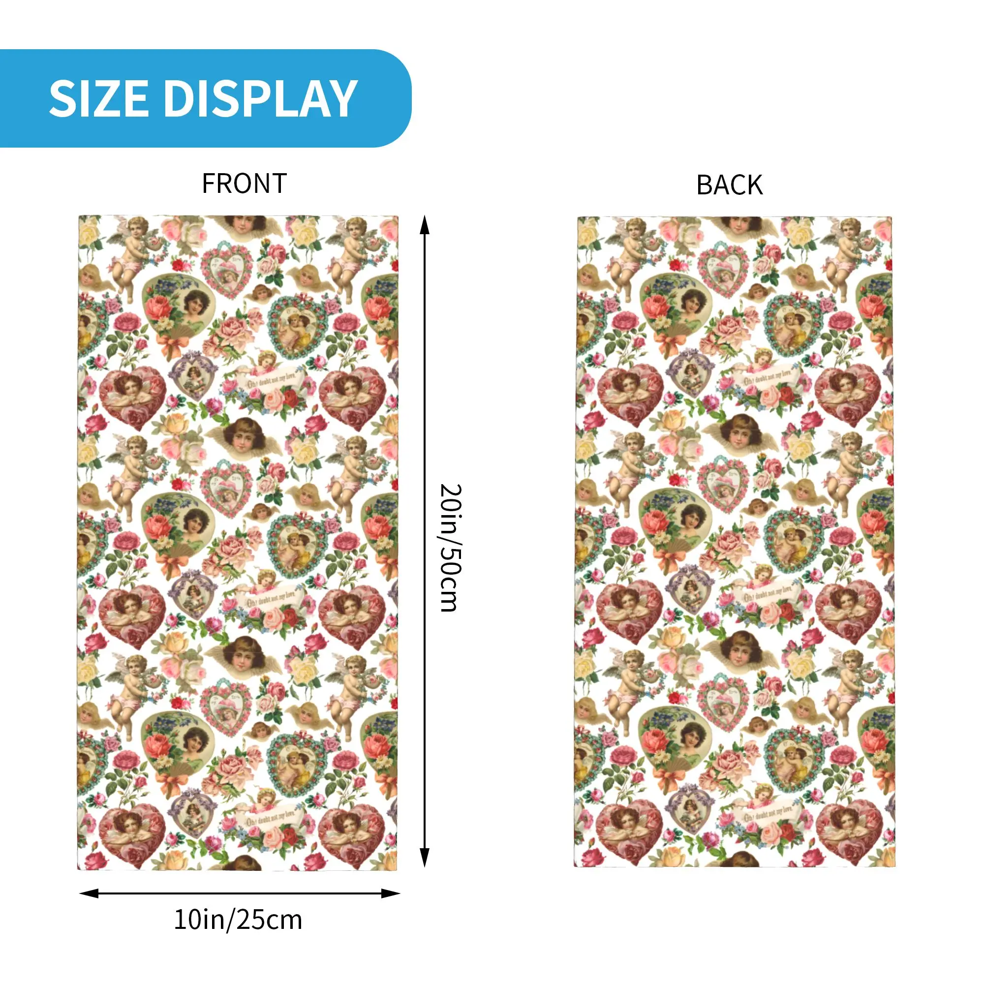Victorian Angel Baroque Valentine Pattern Bandana Winter Neck Warmer Men Windproof Wrap Face Scarf for Ski  Gaiter Headband