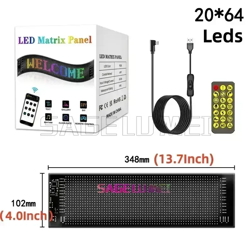 Matrice de pixels LED flexible pour voiture et camion, yeux clignotants, écran animé bricolage, affichages souples programmable, USB 5V, mauvais œil