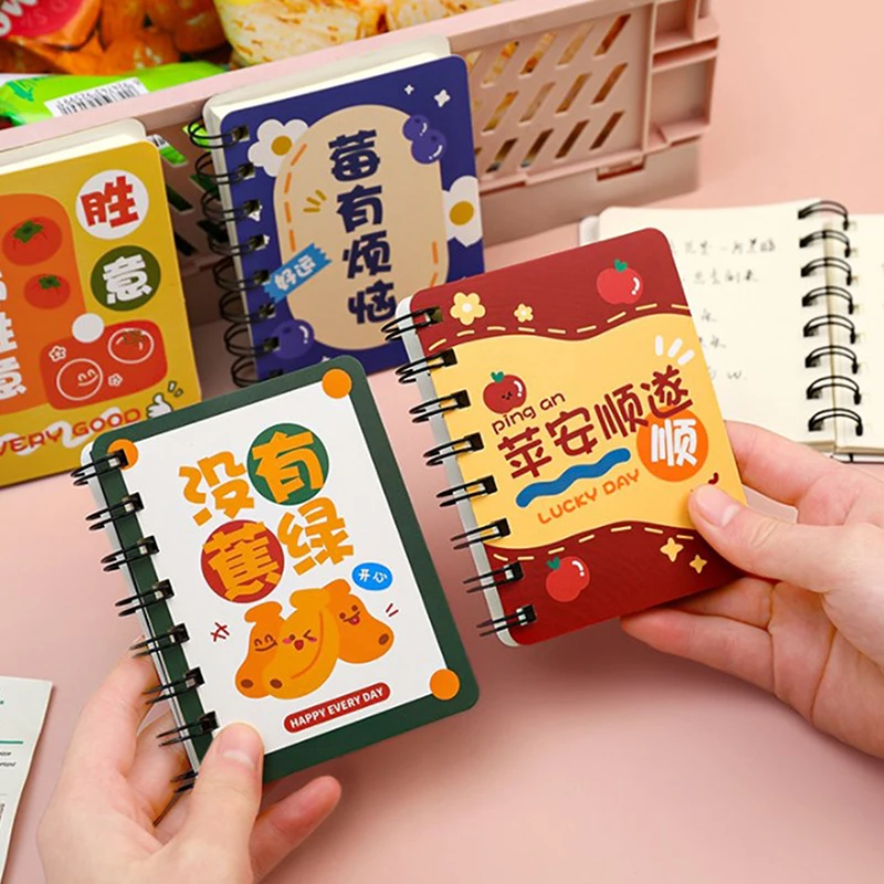 ミニかわいいテキストコイルノートブック、学生の単語ハンド元帳、オフィスステーショナリー、日記ブック、a6