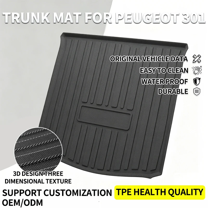 

All Weather Waterproof Durable TPE Material Car Trunk Mat for Peugeot 301 2014 to 2020